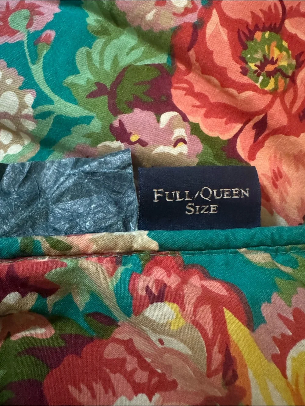 Ralph Lauren Vintage India Street Teal Floral Quilted Comforter Cottagecore